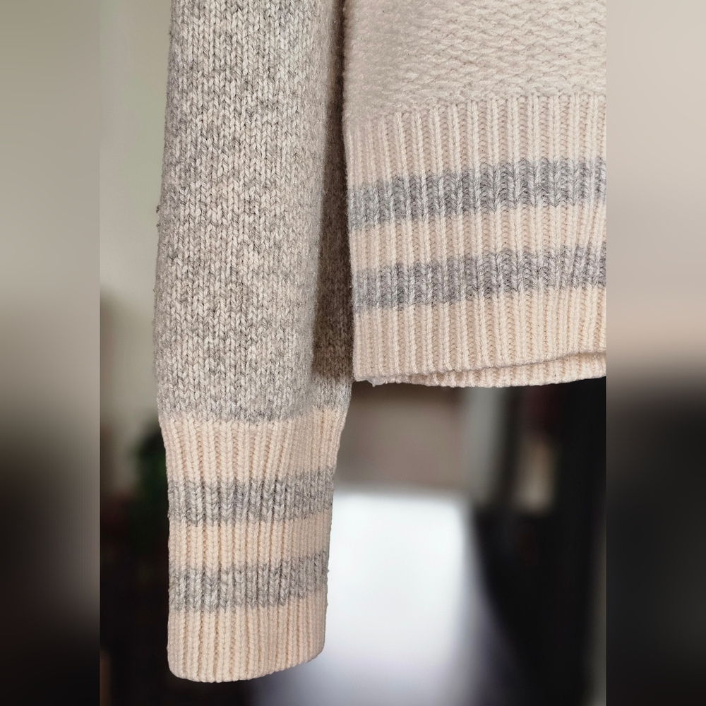 Rag & Bone Jana Sweater Cream and Gray Knit Crew Neck - Picture 3 of 10